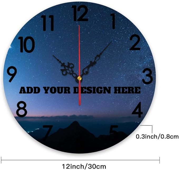 Generic Custom Wall Clock Personalized Picture Hanging Time Clocks Silent Non Ticking Round Decoration for Kitchen Wedding Friend Family Lover, 12x12Inch