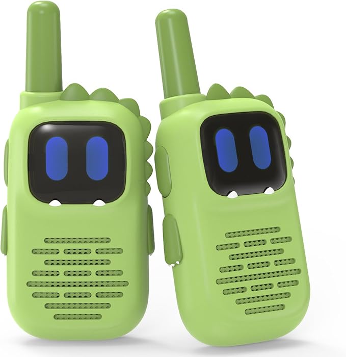 Green Walkie Talkies for Kids with Dinosaurs Silicone Sleeve, Toys for 3-6 Year Old Boys Girls, Kids Walkie Talkies Decent Range 2 Channels 2 Way RadioToy Gifts for 5-8 Year Old Boys Girls