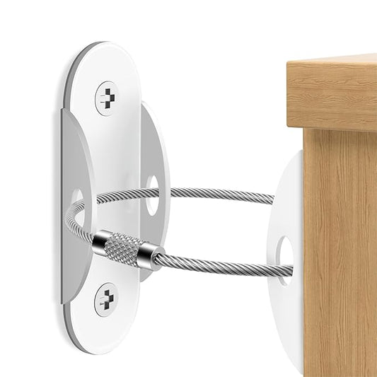 Anti Tip Furniture Anchors (6 Packs) Furniture Anchors for Baby Proofing, Earthquake Straps for Furniture Dresser Wall Safety Anchor Furniture Safety Straps Wall Straps, White