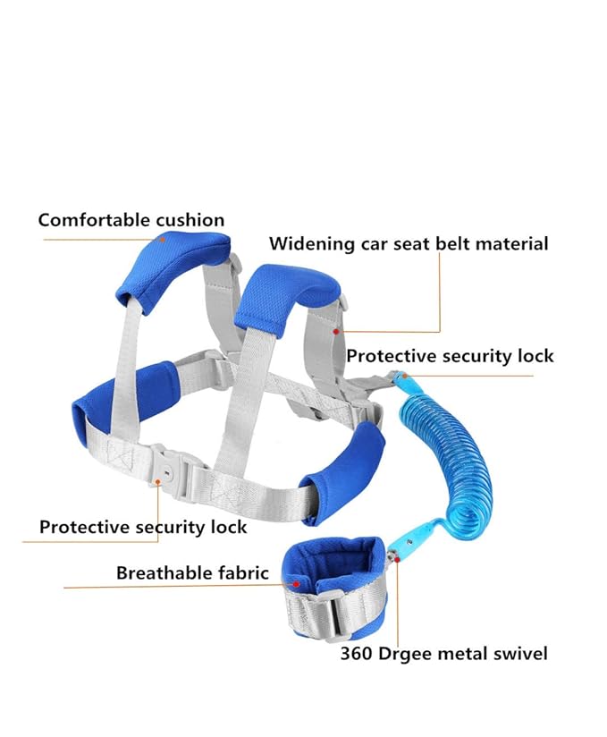 Baby Anti Lost Wrist Link -Anti Lost Backpack Leash Baby Leash Safety Walking Leash Wrist Link with Upgraded Safety Locks for Kids Toddler Leash Anti Lost (2 in 1 Dark Blue 8.2 Foot) …