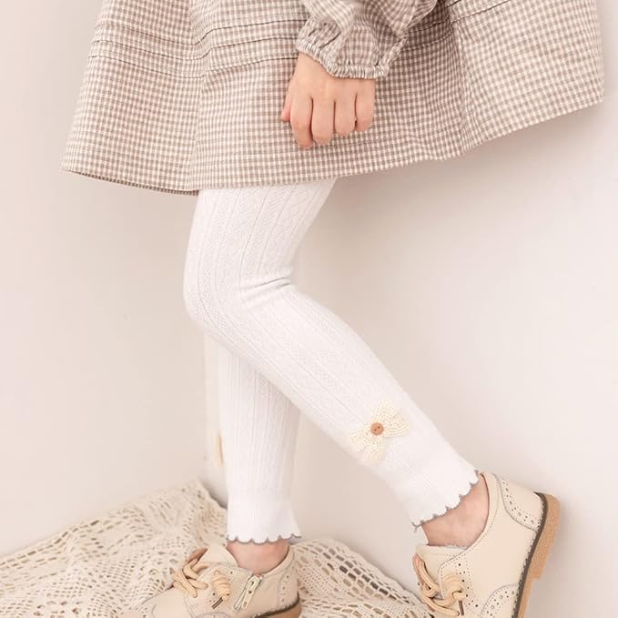 Girls Leggings for Little Girls, 2 Pack Toddler Girl Pants Leggings for Baby Tights Knitted Multi-Colors 2-9 Years