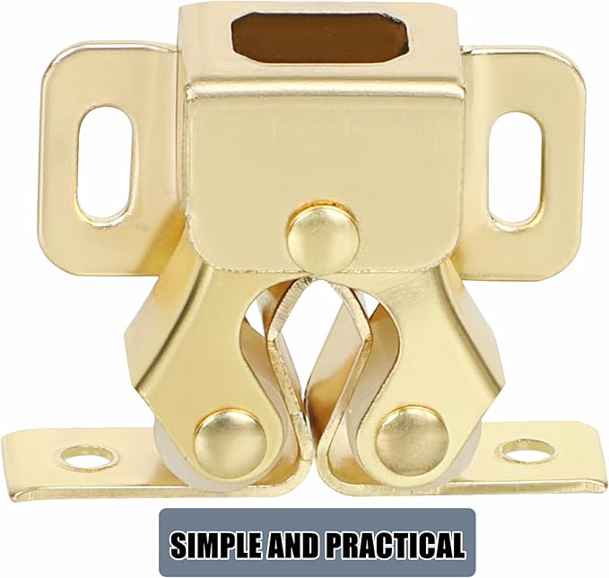 Alise Cabinet Door Latch,Cupboard Closet Doors Catch Closer Double Ball Roller Latches,Cold Rolled Steel Gold Finish CA1000G-12P(Pack of 12)