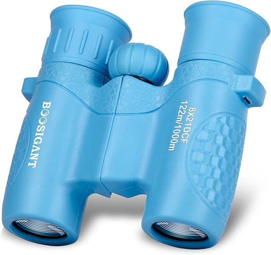 Binoculars for Kids 8x21, Gift for 3-12 Years Boys & Girls, Compact Kids Binoculars High-Resolution Shockproof Mini Binoculars for Bird Watching, Hiking, Camping, Travel Blue 301