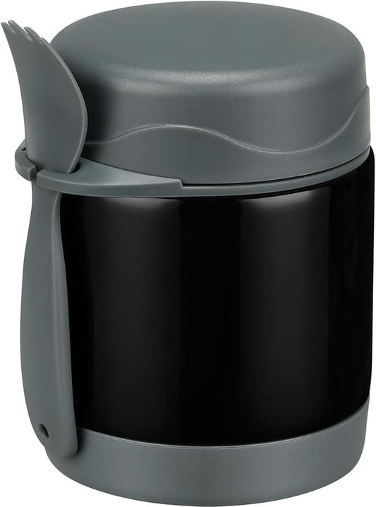 10oz Soup Thermo for Hot Food Kids,Lunch Thermo Kids Food Jar with Spoon Hot Insulated Food Containers,Leak Proof Stainless Steel Wide Mouth Lunch Food Thermo Jar for School(Black)