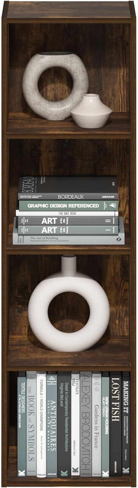 Furinno Pasir 4-Tier Open Shelf Bookcase, Bookshelf, Amber Pine