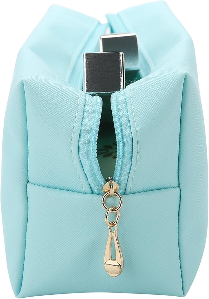 Bridesmaid Proposal Gifts Letter Cosmetic makeup bag bulk for Wedding Party Favors Bachelorette party decorations Toiletry Organizer Bag Makeup Case Gift (6, White&Dusty Blue)