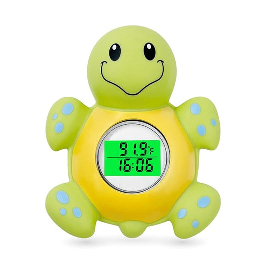 Baby Bath Thermometer with Timer, Safety Digital Water Temperature Thermometer with 3 Color Backlit and Temperature Warning, Bath Tube Floating Toy for Infant, Toddler