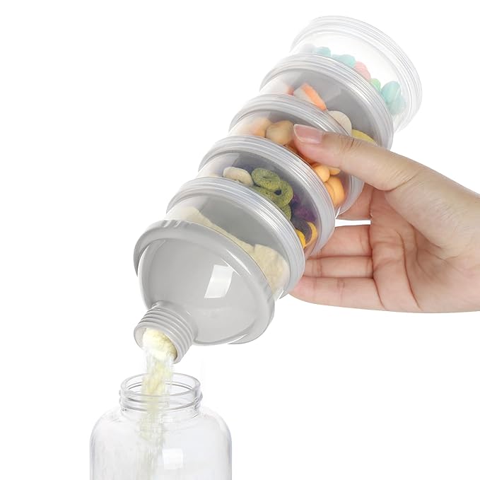 Accmor Formula Dispenser On The Go, 5 Compartments Stackable Formula Container for Travel, Baby Milk Powder Kids Snack Container, BPA Free