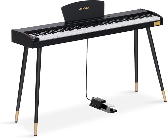 AODSK 88 Keys Digital Piano,Full-size semi weighted key,128 Tones & Rhythms, MIDI/USB Connectivity, Headphone Jack