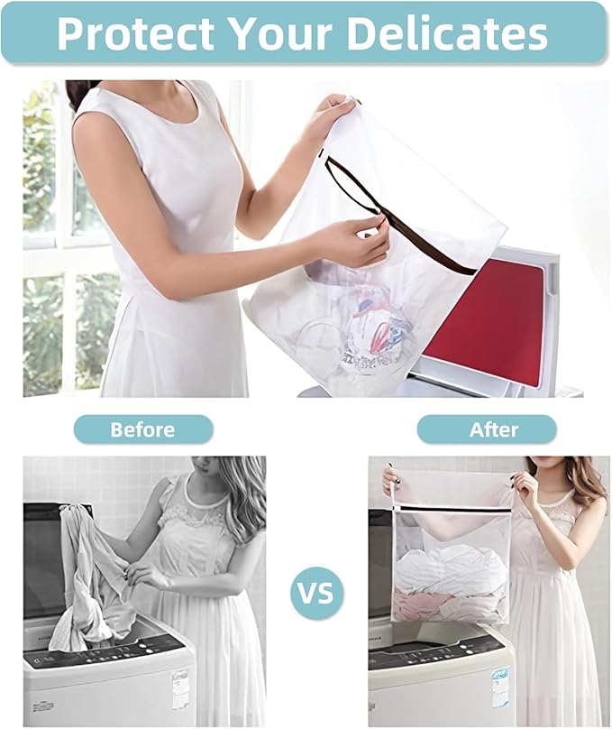 GOGOODA Set of 4 Large Laundry Mesh Bags Delicates Net Wash Bags for Blouse, Jacket,Pants, Sheets (20 x 24 Inches x 2, 16 x 20 Inches x 2)