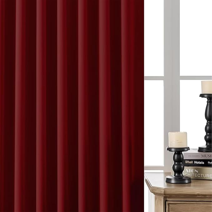 Joydeco Blackout Curtains 84 Inch Long for Bedroom, Thermal Insulated Black Out Curtains 2 Panels Set, Room Darkening Drapes for Living Room Window (W52 x L84 Inch, Burgundy Red)