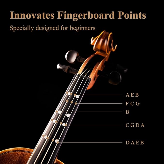 Eastar 3/4 Violin Set Fiddle EVA-3 Matte fo Beginners with Hard Case, Rosin, Shoulder Rest, Bow, and Extra Strings (Imprinted Finger Guide on Fingerboard)