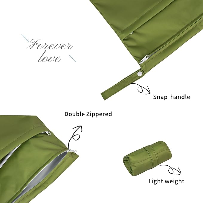 ALVABABY 3pcs Baby Cloth Diaper Wet/Dry Bags|Waterproof Reusable with Two Pockets|Travel, Beach, Pool, Daycare, Soiled Baby Items,Yoga,Gym Bag for Swimsuits or Wet Clothes 3L-ZM09