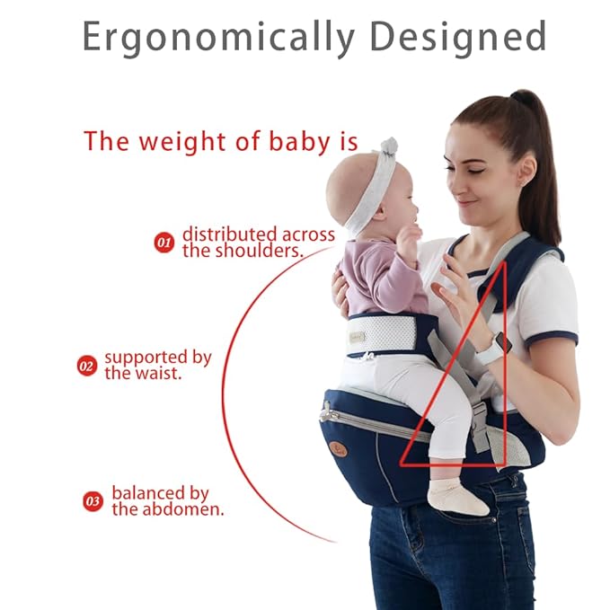 Baby Hip Seat Carrier Baby Waist Stool for Child Infant Toddler with Adjustable Strap Buckle Pocket Soft Inner Huge Storage (Pink)