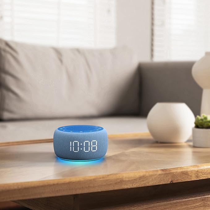 Buffbee Sound Machine & Alarm Clock 2-in-1, 0-100% Clock Face Brightness, Bottom Colored Light, Sleep Timer, Precise 30-Level Volume Control White Noise Machine - Twilight