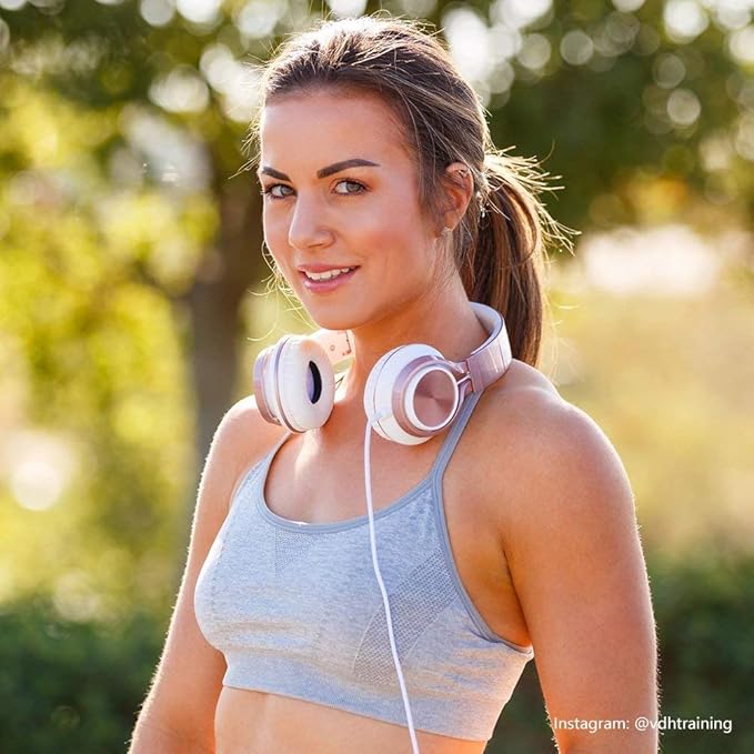 AILIHEN Kids Headphones, Headphones for School Girls Wired On-Ear Headsets with Microphone for Chromebook Laptop Computer, Foldable Adjustable Teen, Tangle-Free, 3.5mm Jack (Rose Gold)