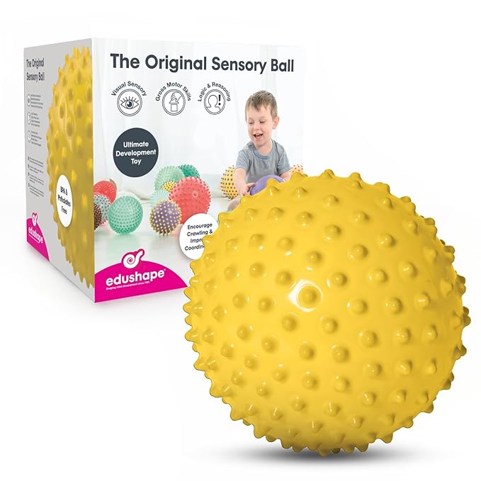 Edushape Original Sensory Ball - 7" Yellow Baby Ball Enhances Gross Motor Skills for Kids 6 Months & Up