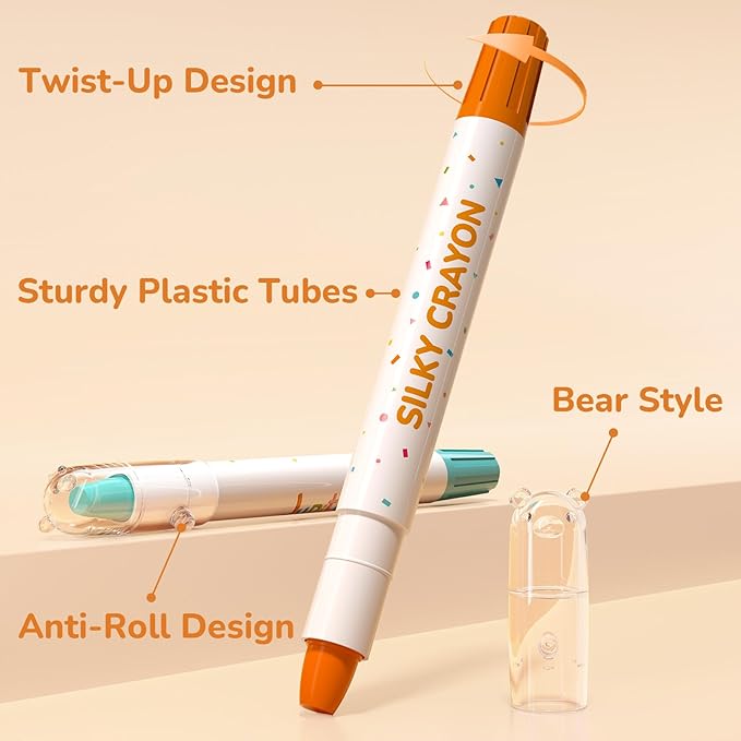 24 Color Twist Crayons for Toddlers 1-3 and Kids 4-8, Non-Toxic Washable Crayons 2-4, Ultra-Silky Easy-Grip Art Supplies, Ideal Coloring Gift for Boys and Girls