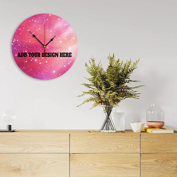 Generic Custom Wall Clock Personalized Clocks with Photo Text Logo That PVC Customized Round Silent Clock for Living Room Wedding Friend Family Lover, 10inch-25cm