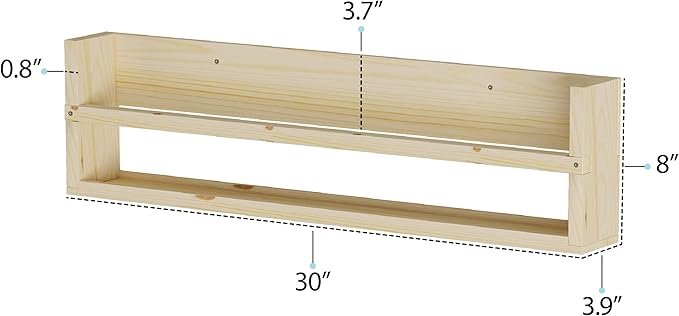 Brightmaison Polynez 30" Floating Shelves for Nursery & Kids, Set of 2 Unfinished Multiuse Wall Shelf