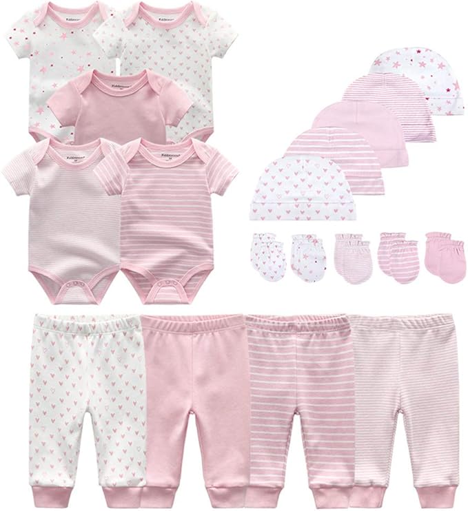 Kiddiezoom Unisex Baby Layette Essentials Giftset Clothing Set 19-Piece For Newborn Baby