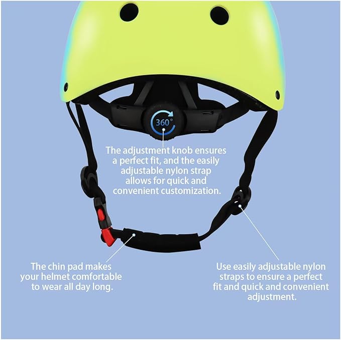 Color Gradient Adjustable Kids' Helmet with Knee & Elbow Pads Set | Multi-Sport Safety Gear for Boys & Girls Ages 5-14 | Skateboarding, Scooters, Roller & Inline Skating, Longboarding