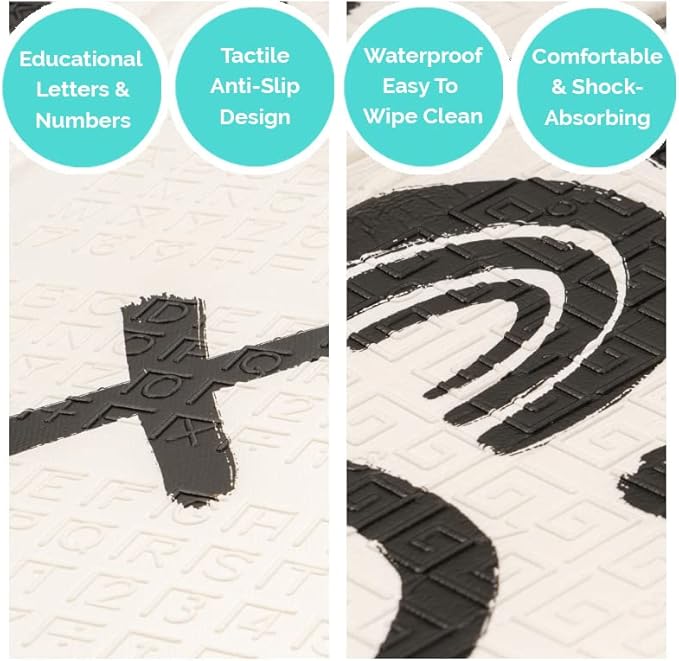 JumpOff Jo - Extra Large Waterproof Foam Padded Play Mat for Infants, Babies, Toddlers, Play Pens & Tummy Time, Foldable Activity Mat, 77 x 70 x 0.6 inches