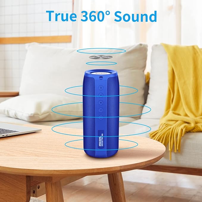 Bluetooth Speaker,MusiBaby M88 Speakers,Dual Pairing, Bluetooth 5.3,Loud Stereo Sound,Booming Bass,30H Playtime for Home& Outdoor Party,Beach,Portable Speaker,Gifts(Blue)