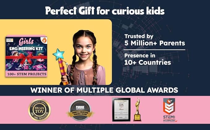 Butterfly EduFields 100+ STEM Projects | Girls Mini Engineering Kit for Ages 8 10 12 15 Years | Ultimate DIY Science Experiments for Kids | Educational Engineering Toys Best Birthday Gift idea
