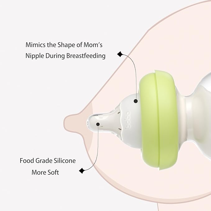 YOHKOH Newborn Glass Baby Bottles with Slow Flow Nipple for 0+ Months, Wide Neck Feeding Bottle, 2.7oz/80ml (Green, 2.7oz (Pack of 4))