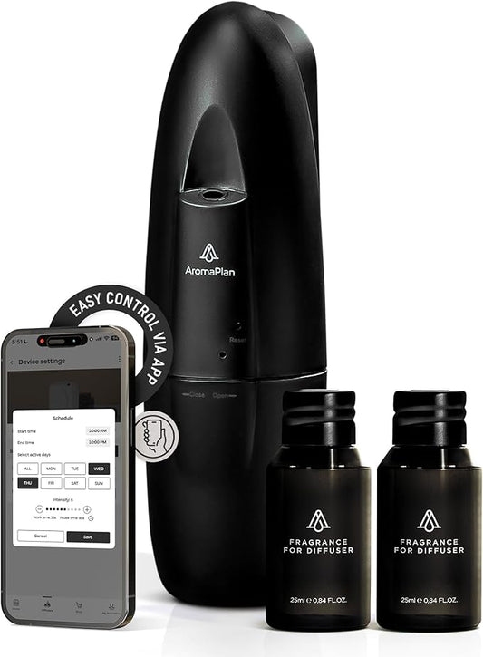 AromaPlan Authentic 2025 Upgraded Plug in Waterless Diffuser (2 Fragrances Included) -Cold Air & Nanotechnology Diffusers for Home & Office- Silent Wall Diffuser Plug in (1 Device +2 Scents)