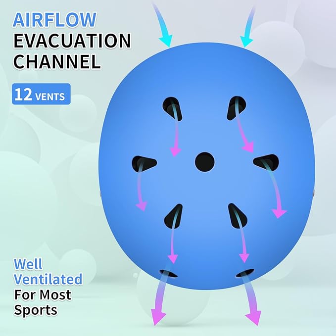 Adjustable Kids Bike Helmet with Knee & Elbow Pads Set, Color Gradient Design for Boys and Girls Aged 3-14+, for Skateboarding, Scooter, Roller & Inline Skating, Longboard