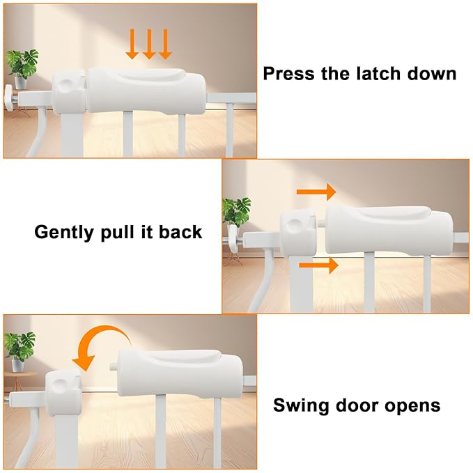 30" Tall Extra Wide Baby Gates for Doorways & Stairs - Large, Long Pressure Mounted Metal Safety Gates for Kids & Dogs - White (71.5-76.38 Inch)