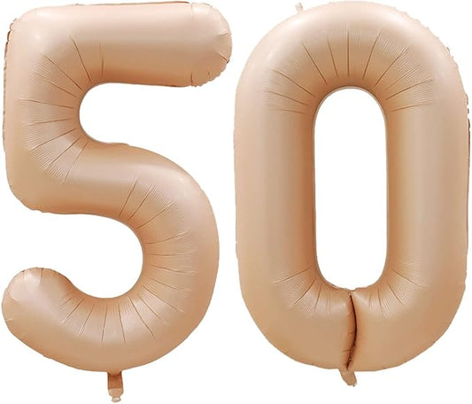 GOER Number 50 Balloons for 50th Birthday Party Decorations,42 Inch Jumbo Foil Helium Balloons for 50th Anniversary (Caramel)