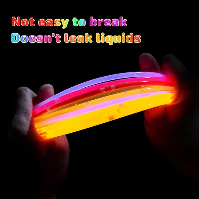 500 Pcs Glow Sticks Bulk Party Pack, 8'' Glow in the Dark Party Supplies, Glow in the Dark Light Up Sticks with Connectors, Party Favors for Birthday, Concert, Raves, Halloween, Christmas