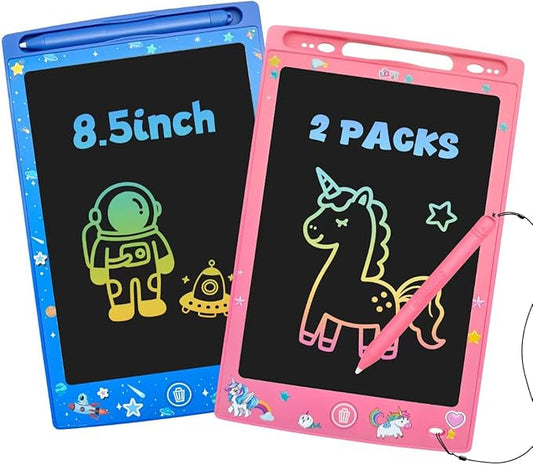 2 Pack LCD Writing Tablet for Kids, Erasable and Reusable Toddler Doodle Board in 8.5 inch, Ideal Educational Drawing Pad for Learning Toy for Ages 3-8 Gifts for Girls Boys