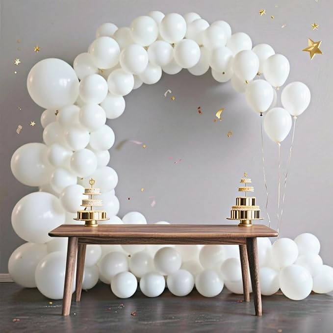 140pcs White Round Balloons Different Sizes 18 12 10 5 Inch Latex Balloons for Arch Decoration Party Balloon Kit for Graduation Birthday Party Wedding Balloon Baby Shower Decoration