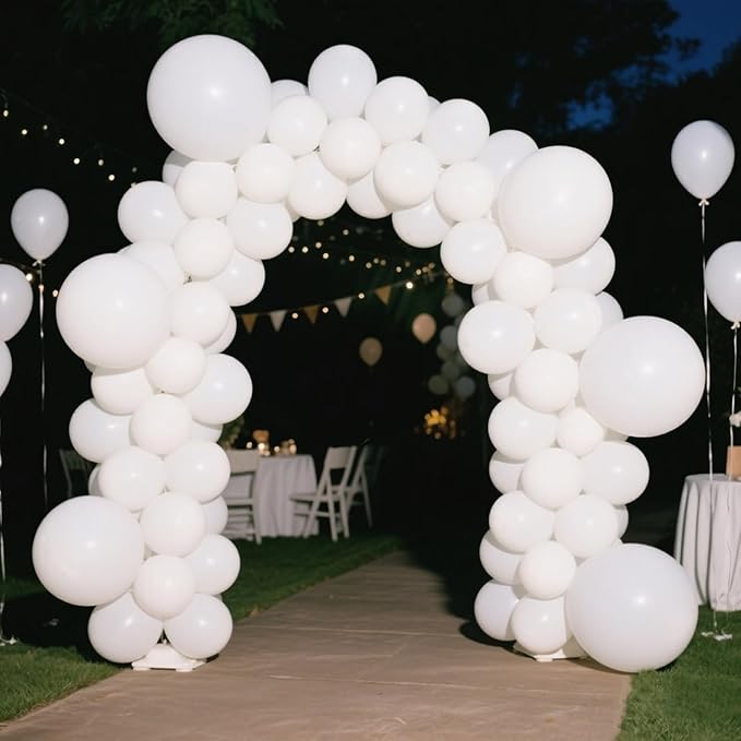 140pcs White Round Balloons Different Sizes 18 12 10 5 Inch Latex Balloons for Arch Decoration Party Balloon Kit for Graduation Birthday Party Wedding Balloon Baby Shower Decoration