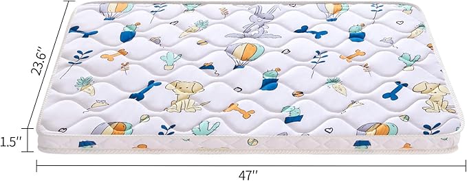 Baby Bassinet Mattress 47x 23.6 inches- Firm Support and Comfort Premium Foam,Noiseless and Odorless,Hypoallergenic Small Crib Mattress, Fits Moses Basket, Dual Sided with Soft Breathable Fabric