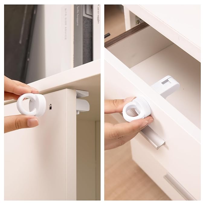 Inaya Magnetic Cabinet Locks Baby Proofing (20 Locks & 2 Keys), Child Safety Magnet Locks for Cabinets & Drawers with Invisible Design, 3M Adhesive for Easy Installation - No Drill & Tool Needed