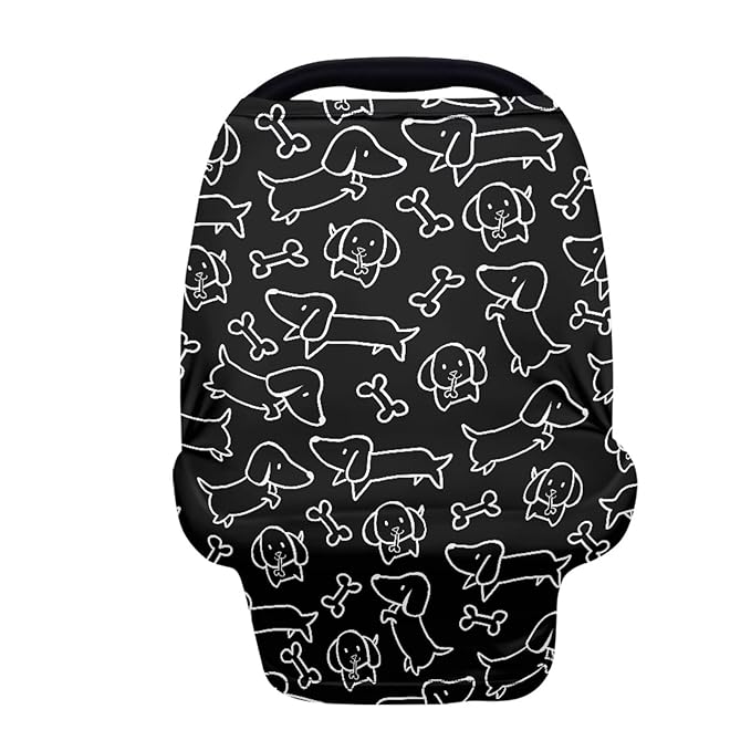Binienty Dachshund Print Car Seat Cover for Babies Multi Use Nursing Cover for Newborn Boys Girls Soft Breathable Newborn Carrier/Stroller/Shopping Car