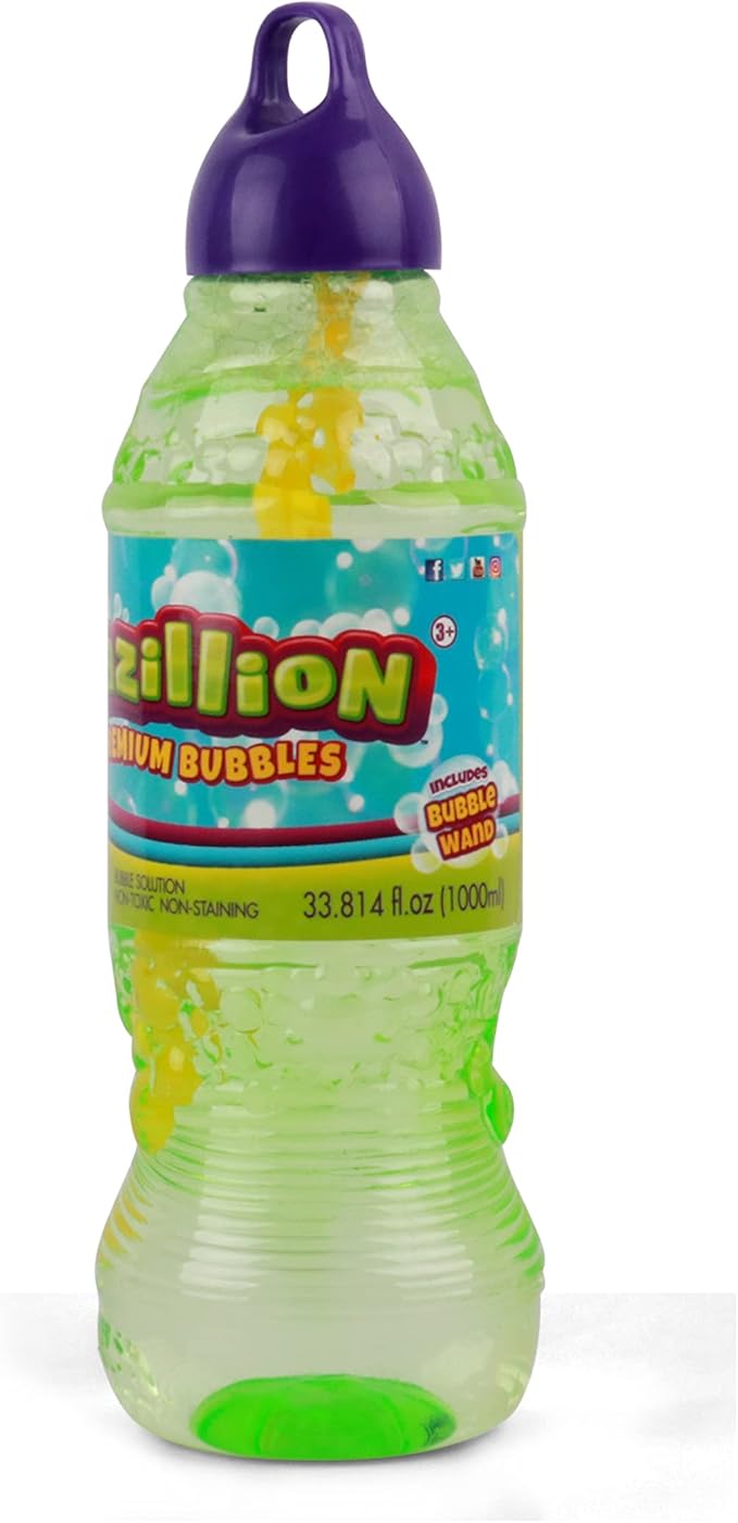 Gazillion Bubbles, Original Bubble Solution 1L - Create Bubbles with Premium Formula & 7-in-1 Bubble Wand - Non-Toxic & Safe