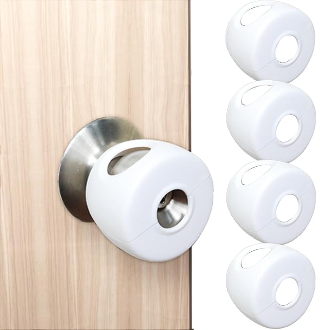 Child Proof Door Knob Covers, 4Pack Door Knob Safety Cover for Kids, Door Locks for Kids Safety, Toddler Door Knob Cover