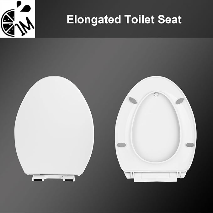 1M Soft Close Toilet Seat Elongated, Patented Quick Releasing for Easy Cleaning, Anti-Wiggling Design, Easy Installation (2PCS Pack)