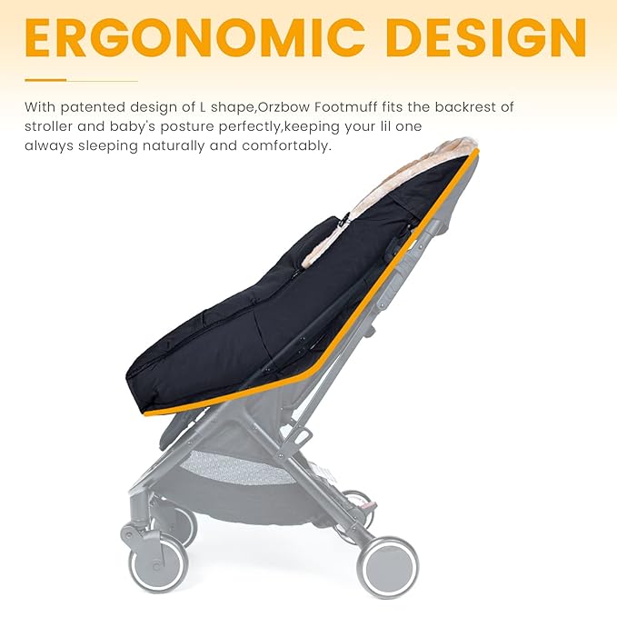 Orzbow Stroller Footmuff Universal | Faux Wool Baby Bunting Bag | Warm, Weather-proof, Adjustable Buckles | Winter Stroller Zipper Blanket Cover | Baby Sleeping Bag for Cold Weather Accessories, Black