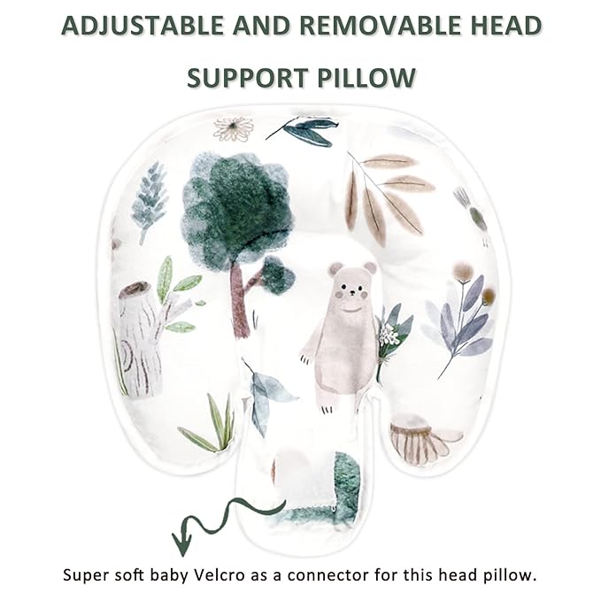 2 in 1 Infant Car Seat Insert, Car Seat Head Support Baby Girls Boys, Soft Newborn Carseat Insert Cushion, Perfect for Carseats, Strollers, Swings (White Animals)