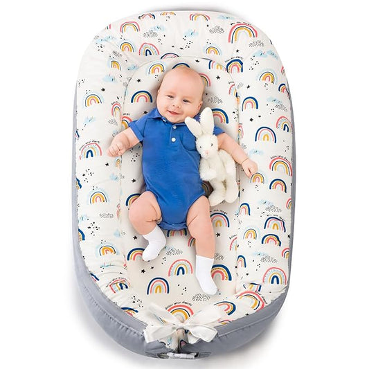 Baby Lounger- Baby Nest for 0-24 Months, Ultra Soft Organic Cotton Breathable & Portable Baby Lounger, Baby Lounger Pillow for Newborn