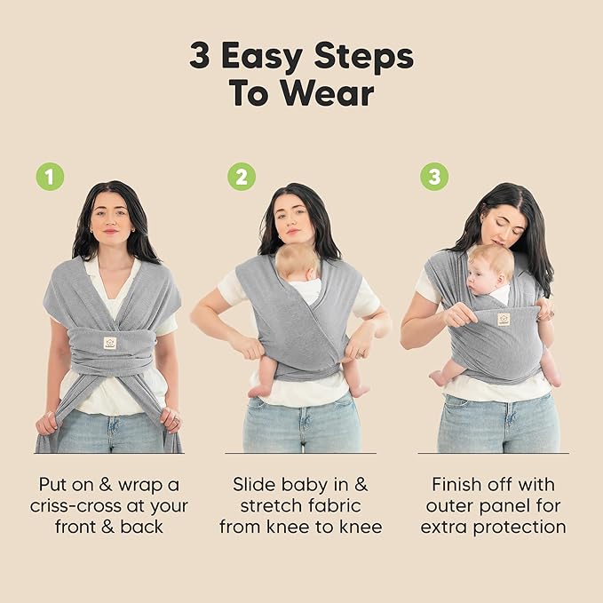 KeaBabies Baby Wrap Carrier - All in 1 Original Baby Carrier Newborn to Toddler Sling, Easy to Wear, Hands Free Bonding, Lightweight, Breathable Infant Wraps (Classic Gray)