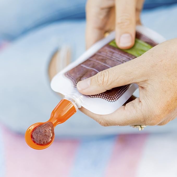 Infantino Couple a Spoons, Baby Food Pouch Toppers with Travel Case, No-Leak Spoons for Baby Puree Food, 2-Pack