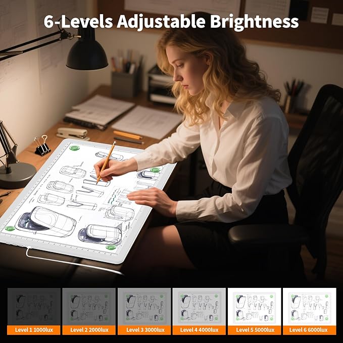 Elice Magnetic A3 Light Board with Bag for Diamond Painting, Tracing LED Light Box with Side Buttons, Super Bright Diamond Art Light Pad, Light Table for Drawing, Sketching, Weeding Vinyl - White